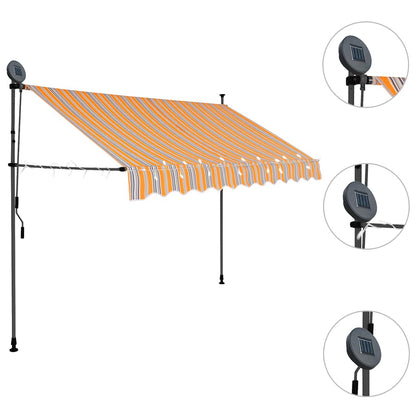 Tenda da Sole Retrattile Manuale con LED 300 cm Gialla e Blu
