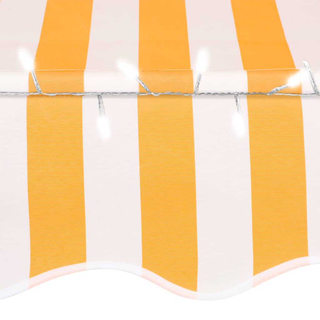 Tenda da Sole Retrattile Manuale LED 100 cm Bianca e Arancione - homemem39