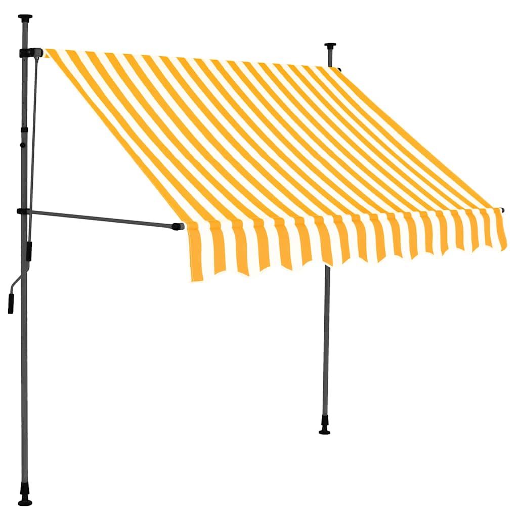 Tenda da Sole Retrattile Manuale LED 200 cm Bianca e Arancione