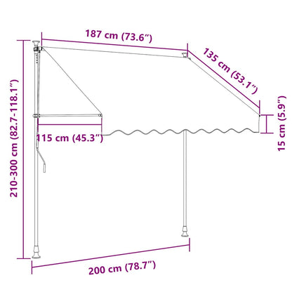 Tenda da Sole Retrattile Manuale LED 200 cm Bianca e Arancione