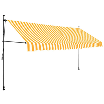 Tenda da Sole Retrattile Manuale LED 350 cm Bianca e Arancione