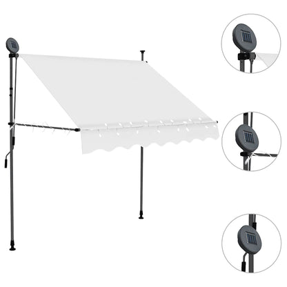 Tenda da Sole Retrattile Manuale con LED 100 cm Crema