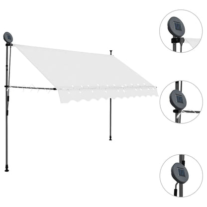 Tenda da Sole Retrattile Manuale con LED 300 cm Crema