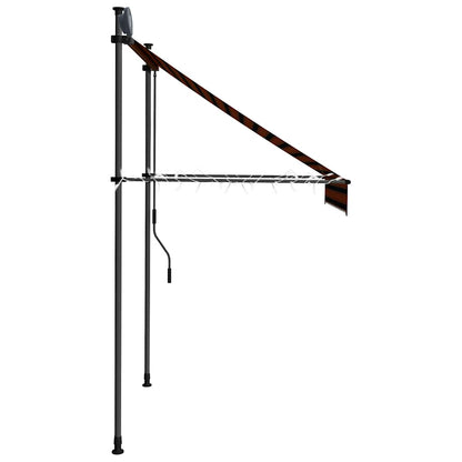 Tenda da Sole Retrattile Manuale LED 150 cm Arancione e Marrone
