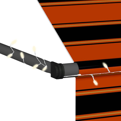 Tenda da Sole Retrattile Manuale LED 300 cm Arancione e Marrone | homemem39