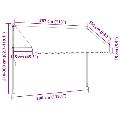 Tenda da Sole Retrattile Manuale LED 300 cm Arancione e Marrone | homemem39
