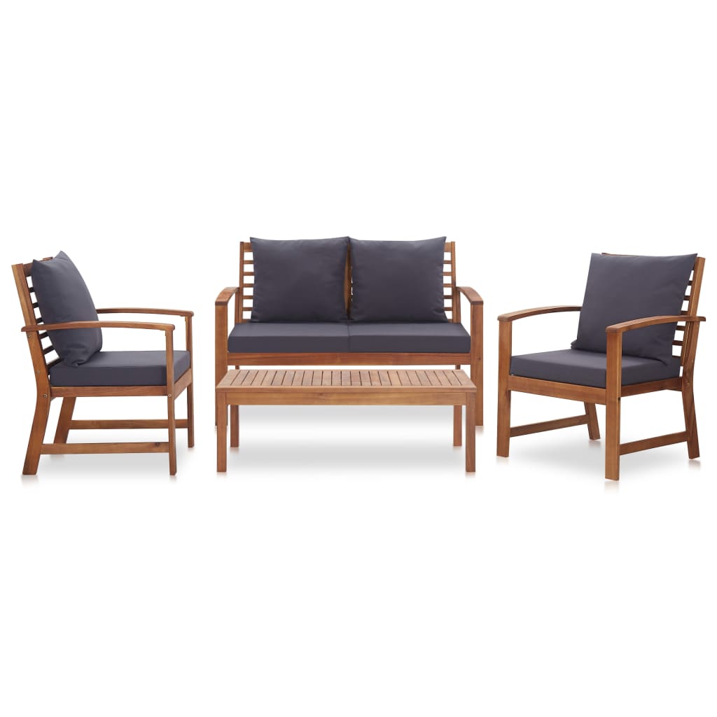 Set Divani da Giardino 4 pz con Cuscini in Massello di Acacia | homemem39
