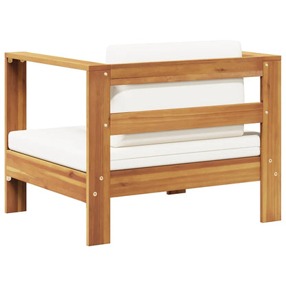 Sedia da Giardino con Cuscino Crema in Legno Massello di Acacia