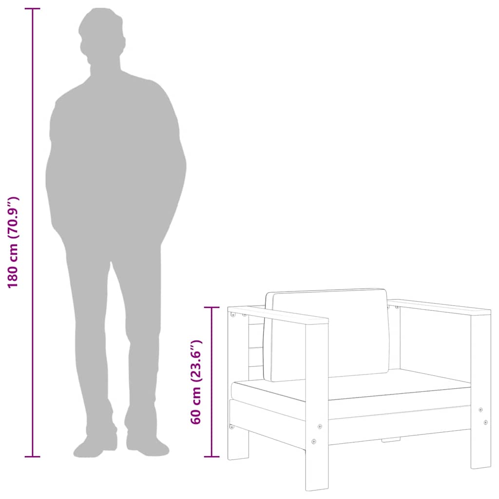 Sedia da Giardino con Cuscino Crema in Legno Massello di Acacia