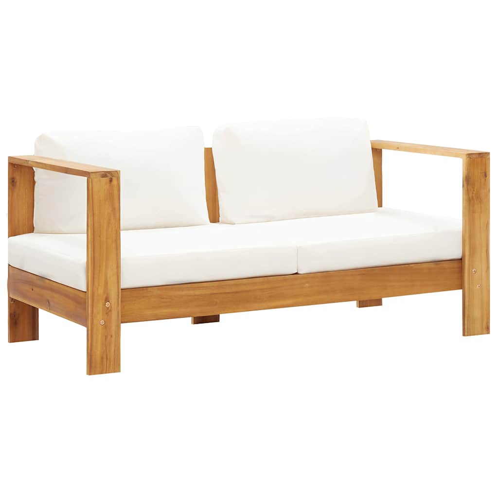 Sedia da Giardino con Cuscino 140 cm Bianco Crema Legno Acacia - homemem39