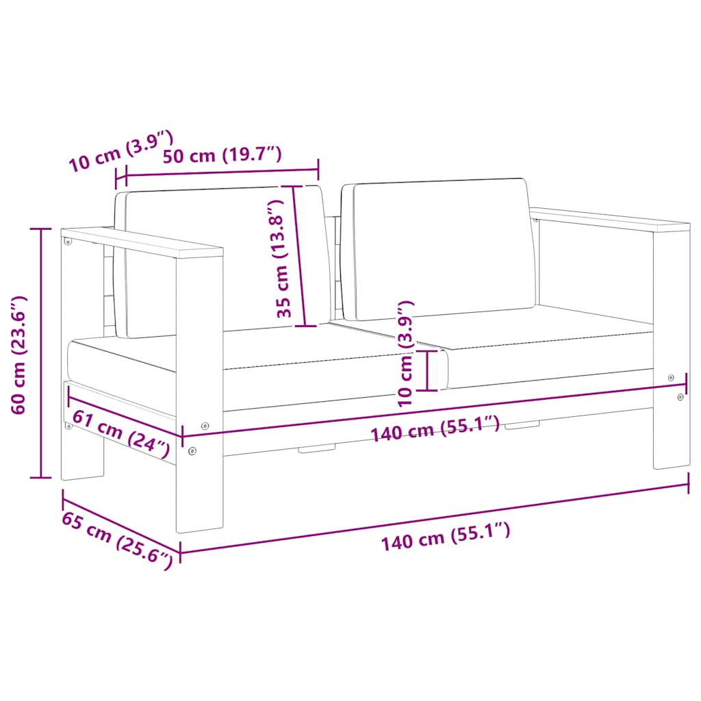 Sedia da Giardino con Cuscino 140 cm Bianco Crema Legno Acacia - homemem39