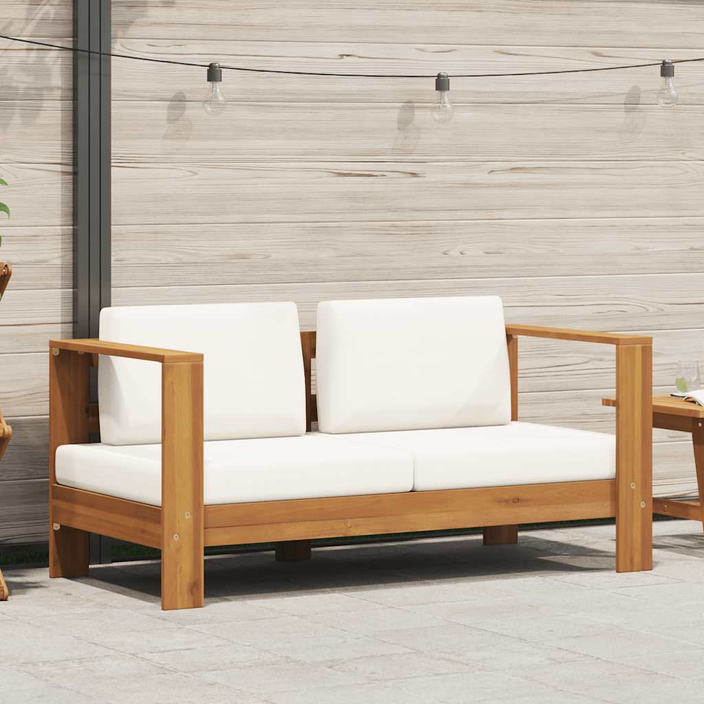Sedia da Giardino con Cuscino 140 cm Bianco Crema Legno Acacia - homemem39