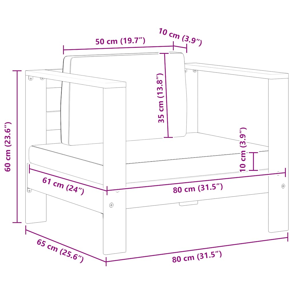 Sedia da Giardino con Cuscino Grigio Scuro in Legno di Acacia - homemem39