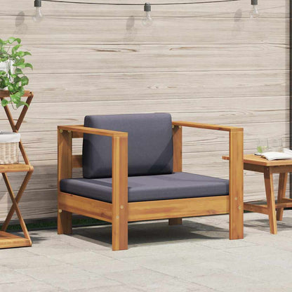 Sedia da Giardino con Cuscino Grigio Scuro in Legno di Acacia