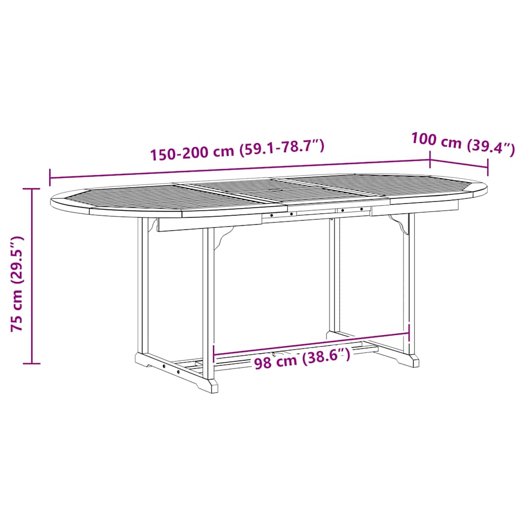 Tavolo da Giardino Grigio 200x100x75 cm in Legno di Acacia | homemem39