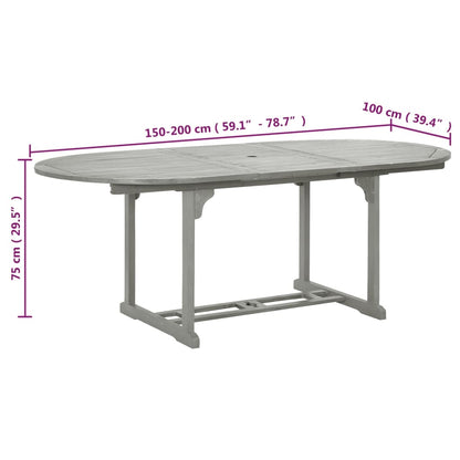 Gray Garden Table 200x100x75 cm in Acacia Wood