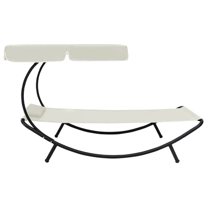 Lettino da Esterno con Baldacchino e Cuscino Bianco Crema - homemem39