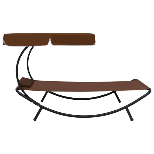 Lettino da Esterno con Baldacchino e Cuscino Marrone - homemem39
