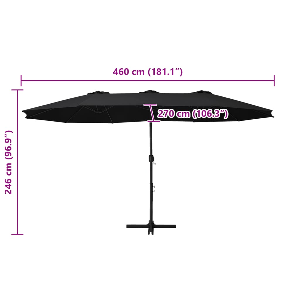 Ombrellone da Esterni Palo in Alluminio 460x270cm Nero | homemem39