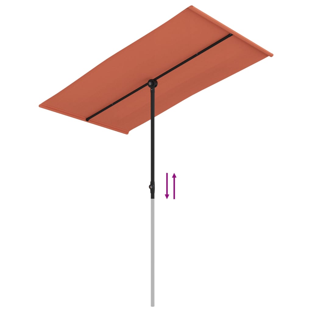 Ombrellone da Giardino Palo in Alluminio 180x110cm Terracotta | homemem39