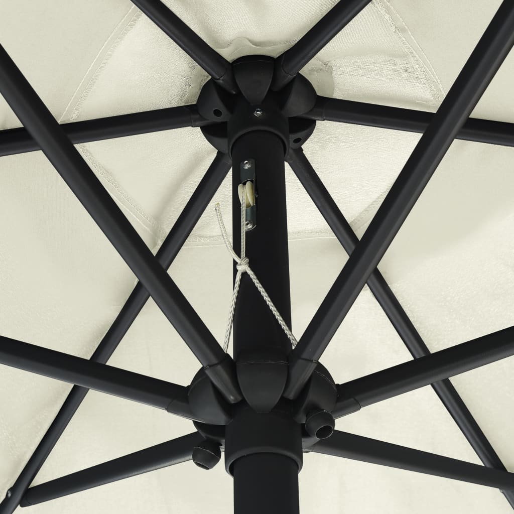 Ombrellone con Luci a LED e Palo Alluminio 270 cm Bianco Sabbia | homemem39