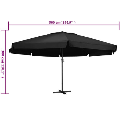 Ombrellone da Giardino con Palo in Alluminio 500 cm Nero | homemem39