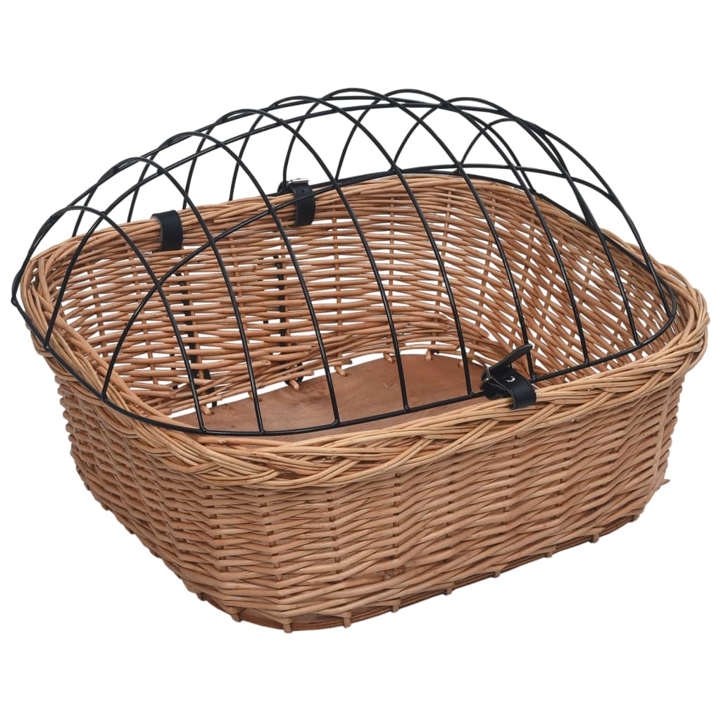 Cestino Anteriore Bici con Copertura 50x45x35cm Salice Naturale | homemem39