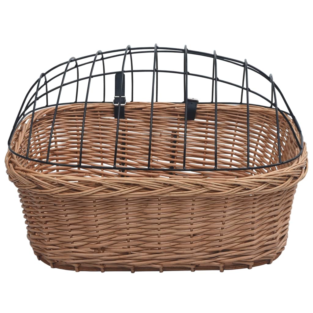 Cestino Anteriore Bici con Copertura 50x45x35cm Salice Naturale | homemem39