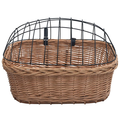 Cestino Anteriore Bici con Copertura 50x45x35cm Salice Naturale | homemem39