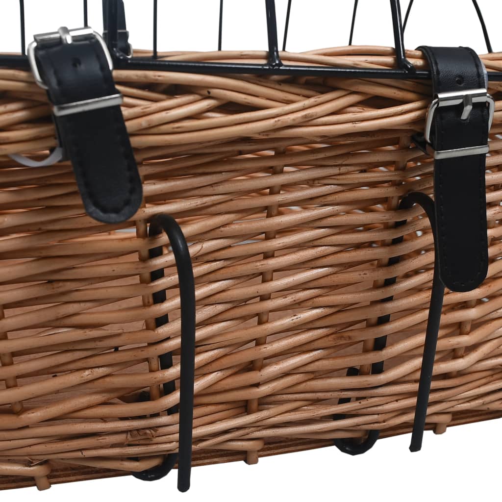 Cestino Anteriore Bici con Copertura 50x45x35cm Salice Naturale | homemem39