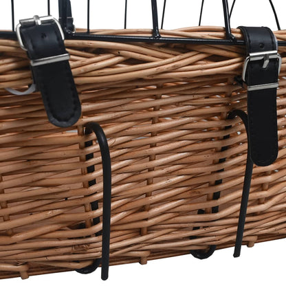 Cestino Anteriore Bici con Copertura 50x45x35cm Salice Naturale | homemem39