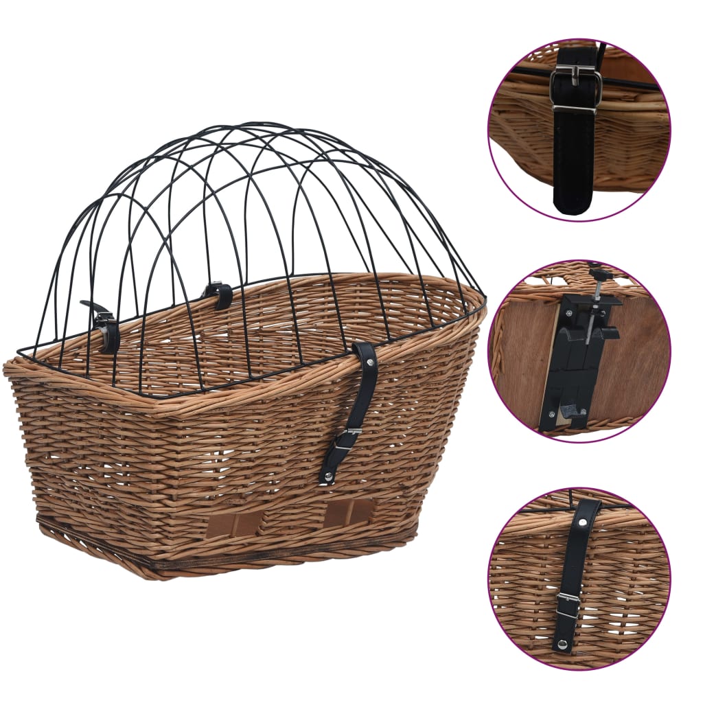 Cestino Posteriore Bici e Copertura 55x31x36cm Salice Naturale | homemem39
