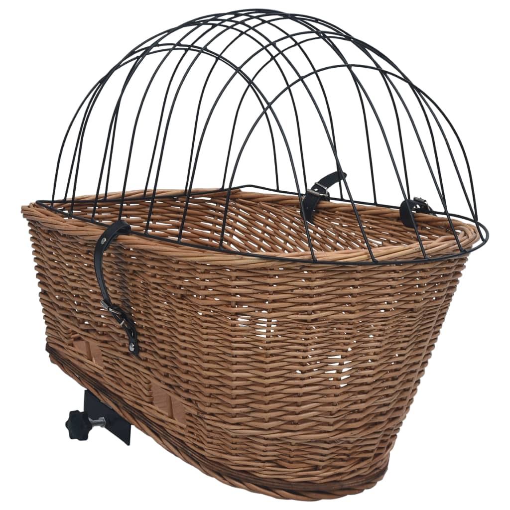 Cestino Posteriore Bici e Copertura 55x31x36cm Salice Naturale | homemem39