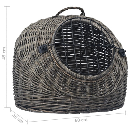 Trasportino per Gatti Grigio 60x45x45 cm in Salice Naturale | homemem39