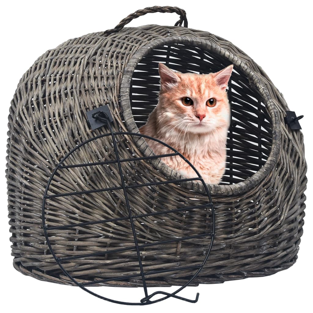 Trasportino per Gatti Grigio 60x45x45 cm in Salice Naturale | homemem39