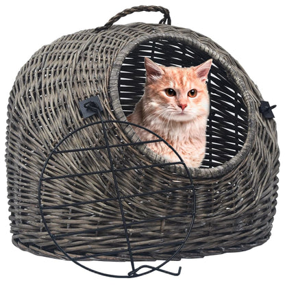Trasportino per Gatti Grigio 60x45x45 cm in Salice Naturale | homemem39