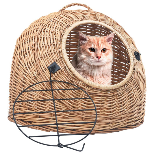 Trasportino per Gatti 45x35x35 cm in Salice Naturale - homemem39