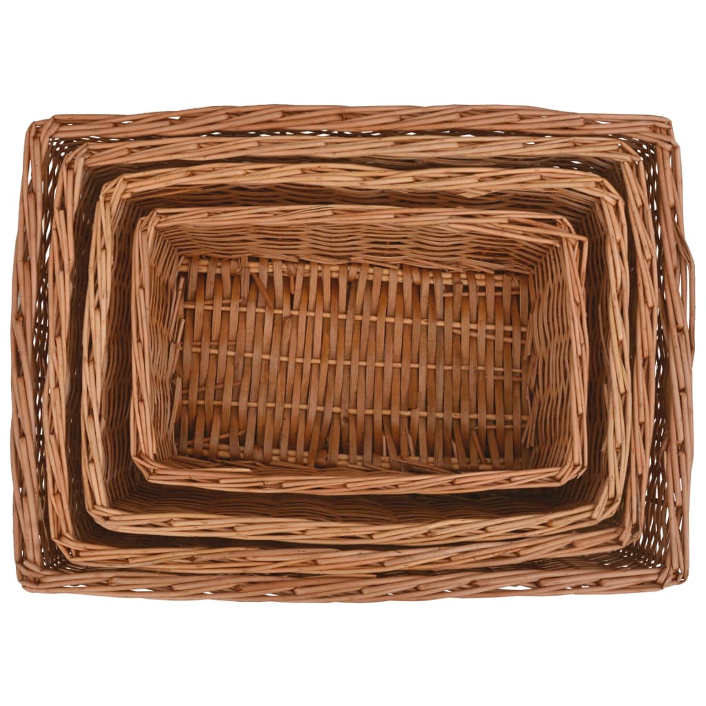 Set Cestini Impilabili 4 pz Marroni in Salice - homemem39