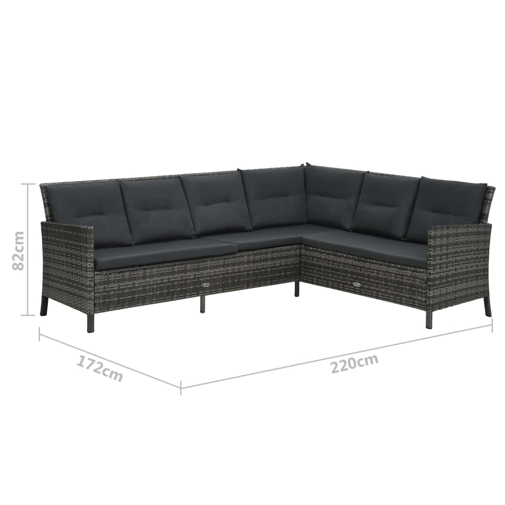 Set Divani da Giardino 4 pz con Cuscini in Polyrattan Grigio - homemem39