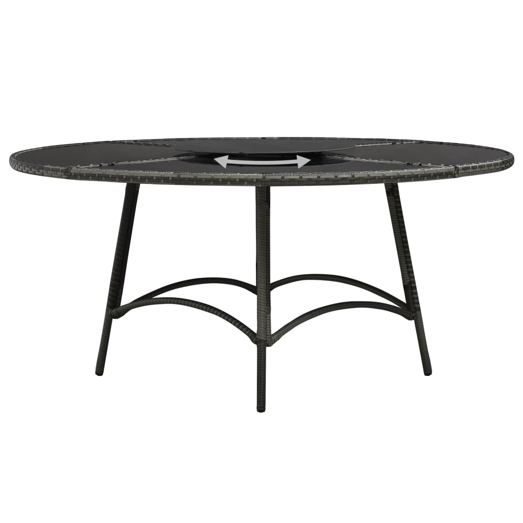 Set da Pranzo per Esterni 7 pz con Cuscini in Polyrattan Grigio | homemem39