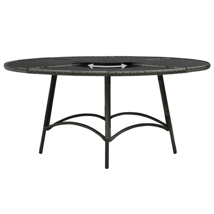 Set da Pranzo per Esterni 7 pz con Cuscini in Polyrattan Grigio | homemem39