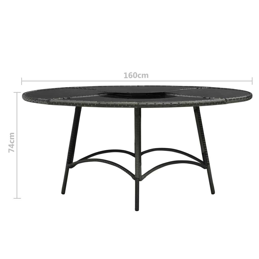 Set da Pranzo per Esterni 7 pz con Cuscini in Polyrattan Grigio | homemem39