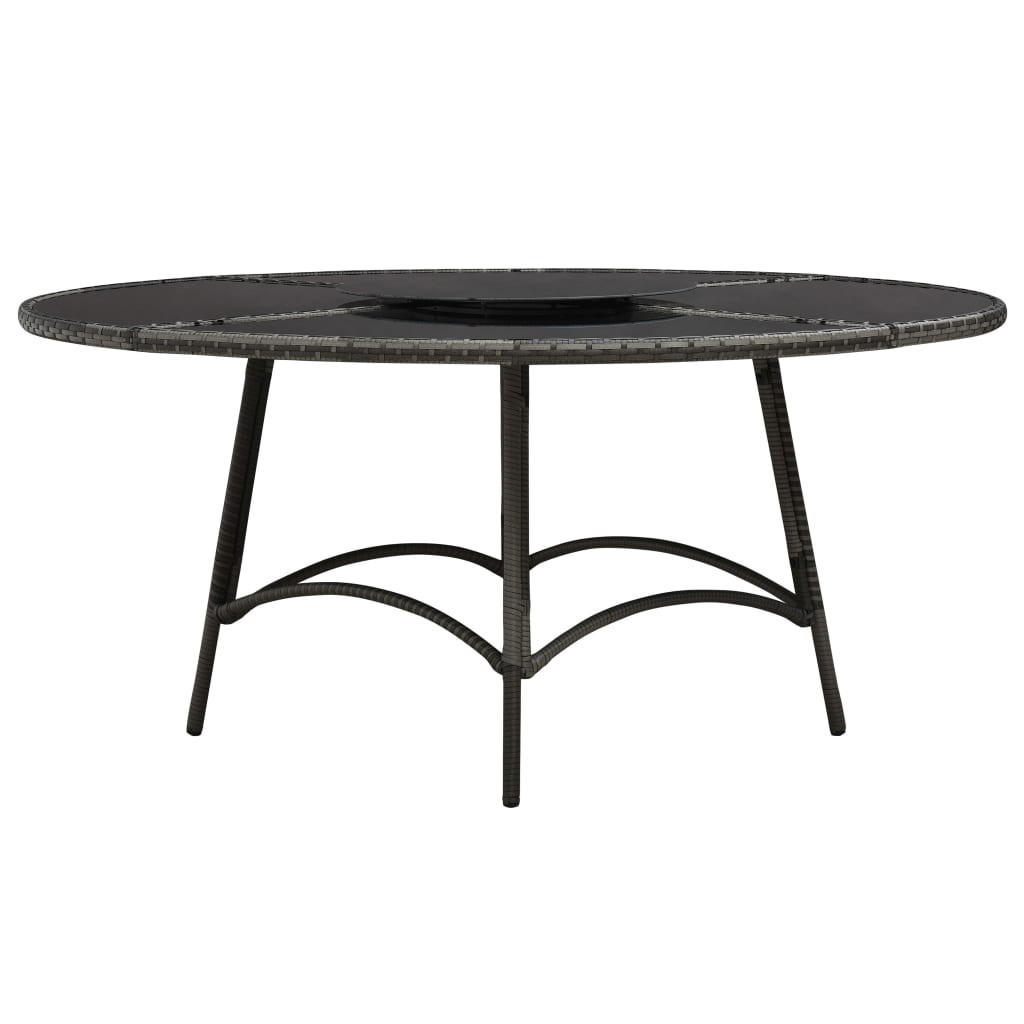 Set da Pranzo per Esterni 7 pz con Cuscini in Polyrattan Grigio | homemem39