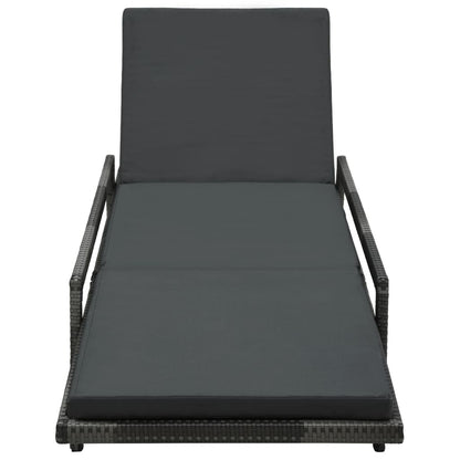 Lettino Prendisole con Cuscino in Polyrattan Grigio - homemem39
