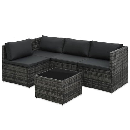 Set Divani da Giardino 5 pz con Cuscini in Polyrattan Grigio | homemem39