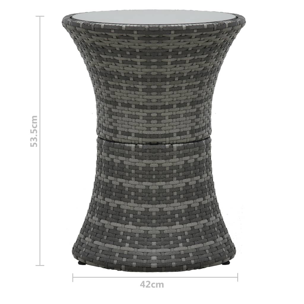 Set da Bistrot 3 pz con Cuscini in Polyrattan Grigio | homemem39