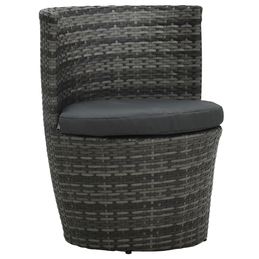 Set da Bistrot 3 pz con Cuscini in Polyrattan Grigio | homemem39