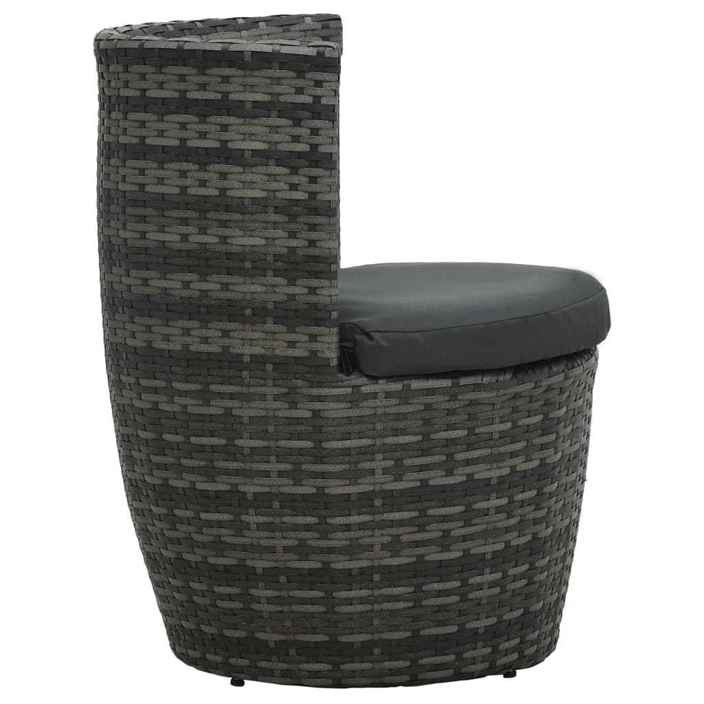 Set da Bistrot 3 pz con Cuscini in Polyrattan Grigio | homemem39