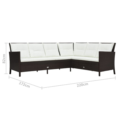 Set Divani da Giardino 3 pz con Cuscini in Polyrattan Marrone | homemem39