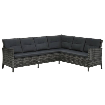 Set Divani da Giardino 3 pz con Cuscini in Polyrattan Grigio | homemem39